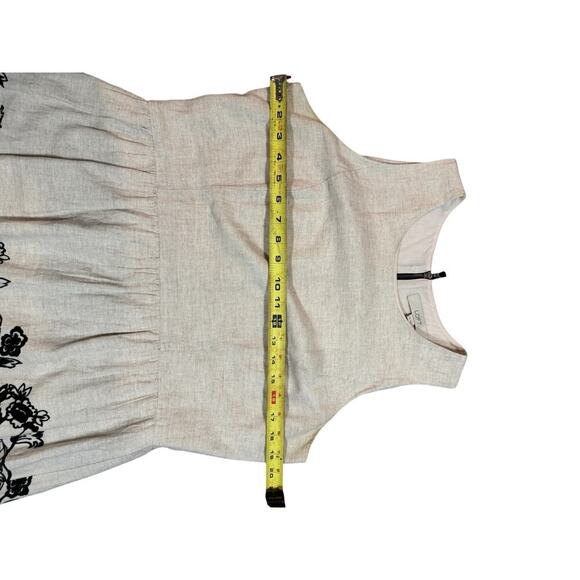 Loft Dress Linen Cotton Size 12 Beige with Black Border - Picture 6 of 10